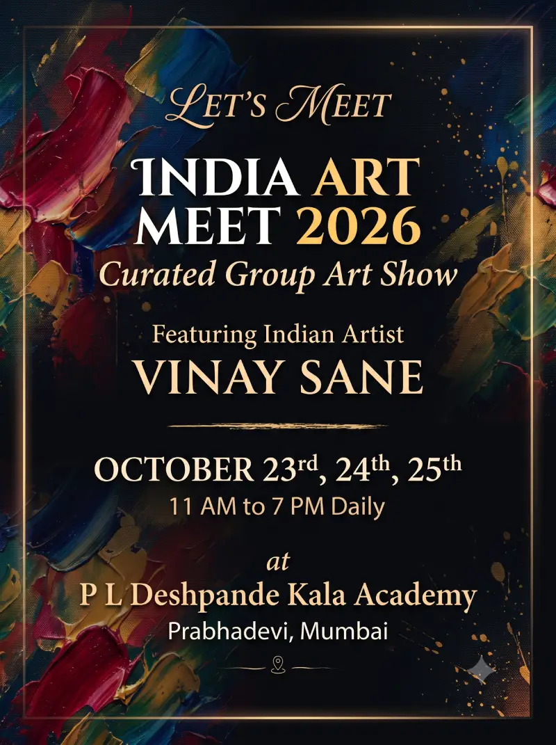 India Art Meet 2026, a curated group art show featuring Indian artist Vinay Sane, October 23rd to 25th in Mumbai